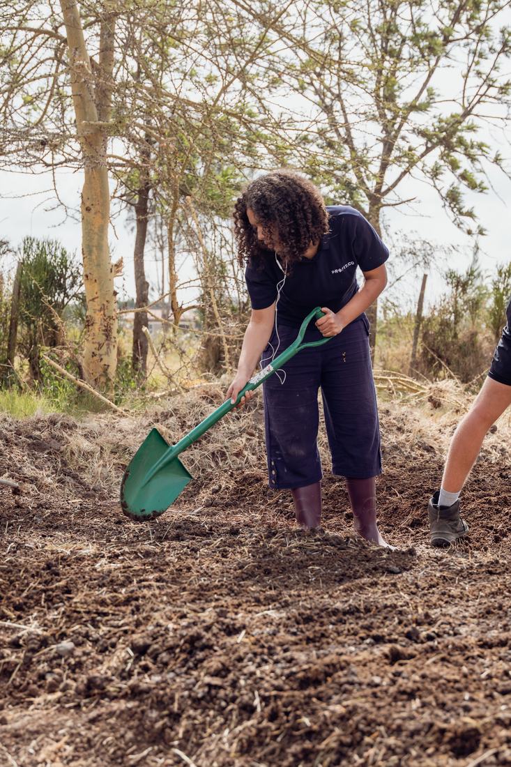 A student turning earth